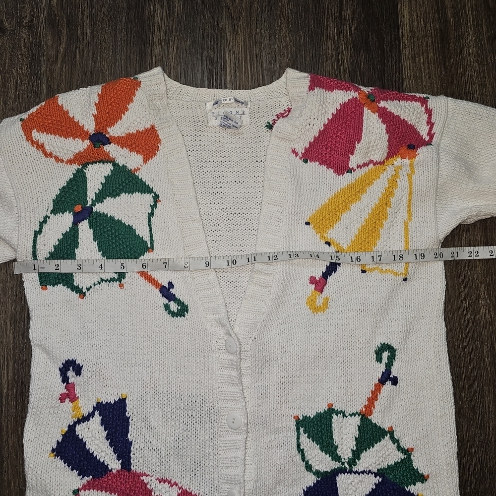 Vintage Picone Sport Petite Hand-Knit Umbrella Cardigan Sweater BeachTheme  Sz S - Picture 5 of 8